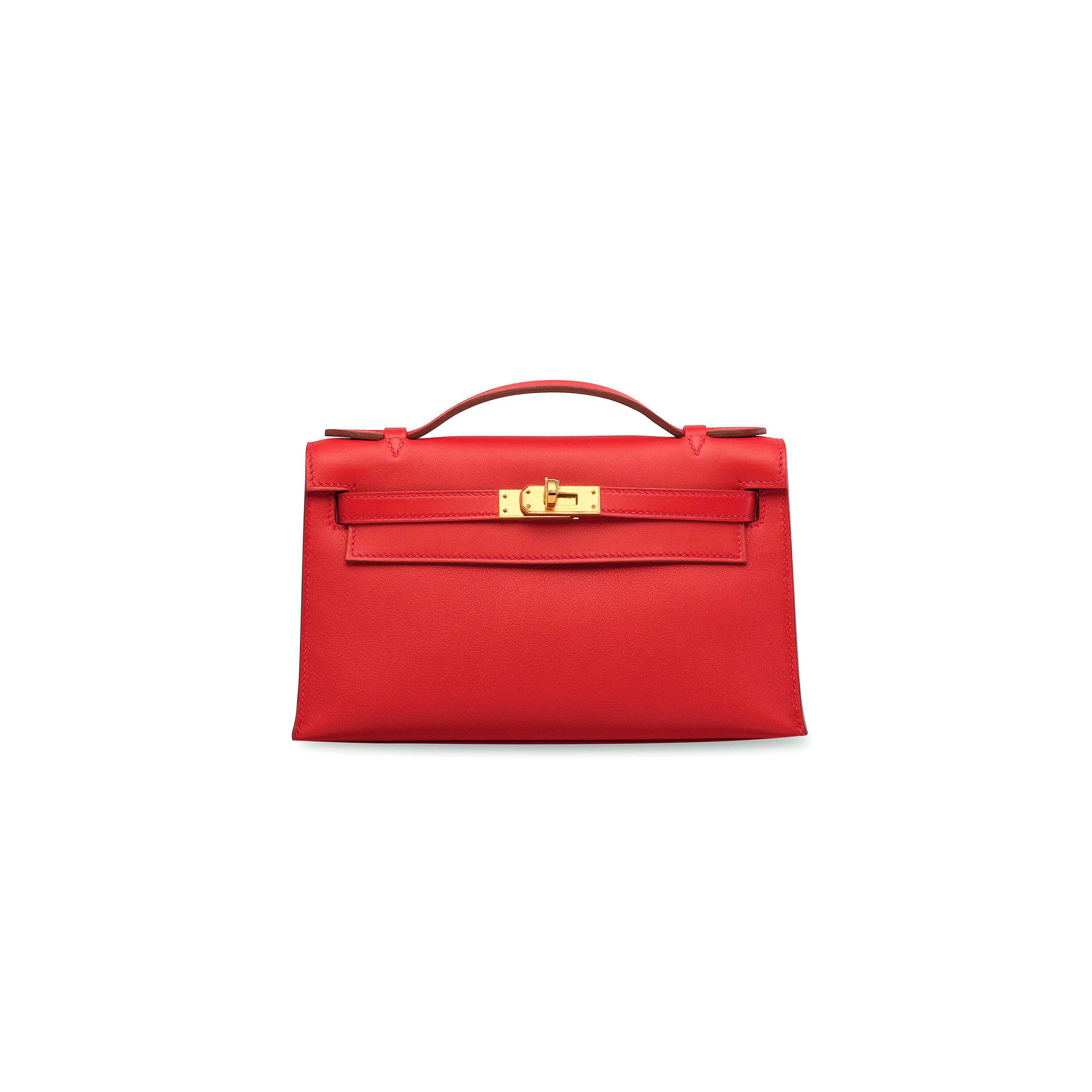 HERMÈS LEATHER KELLY POCHETTE WITH GOLD HARDWARE (22*14*7cm)